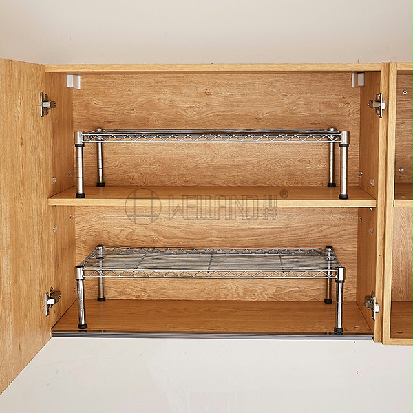 家居厨房橱柜水槽分层整理收纳架 实木柜子吊柜可拆装小型储物架-川井
